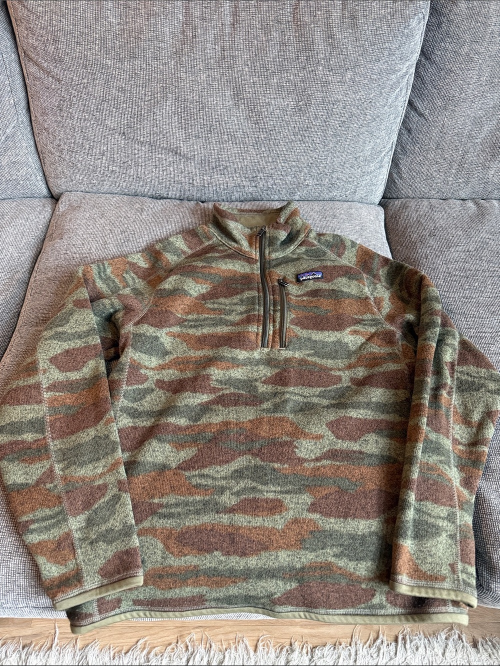 Patagonia Camo Quarter-Zip Fleece Pullover - Olive Green & Brown
